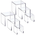 HIIMIEI Clear Acrylic Display Risers 2 Sets, 3-Tier Risers Stands Showcase for Amiibo Funko Pop Figures, Dessert, Jewelry-5"x6"x7" - size: 5"x6"x7"