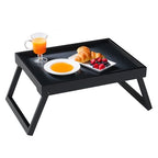 Bamboo Bed Tray Table with Folding Leg, Breakfast in Bed Tray for Eating,Kitchen Serving,Food, Sofa, Snacking or Working, Laptop Desk Dinner(1, Black) - color: Black