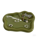 Green Ceramic Jewelry Tray Dish Large-sized Display Organizer Trinket Watch Keys, Dressing Table Decor Aesthetic Dish Holder for Mother's Day/Christmas/Thanksgiving/Birthday Gift