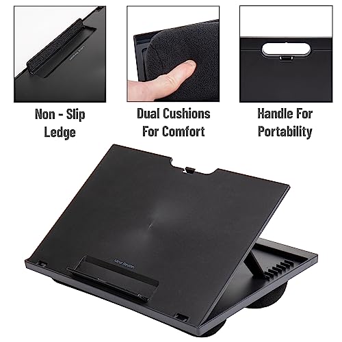Mind Reader Lap Desk Laptop Stand, Bed Tray, Collapsible, Cushion, Portable, Dorm, Plastic, 14.75"L x 11"W x 7.3"H, Black