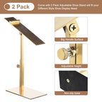 uxcell Shoe Display Stand 2 Pack Adjustable Height High Heel Shoe Risers Metal Shoe Rack Holder for Home Retail Store Supplies - Gold - color: Gold