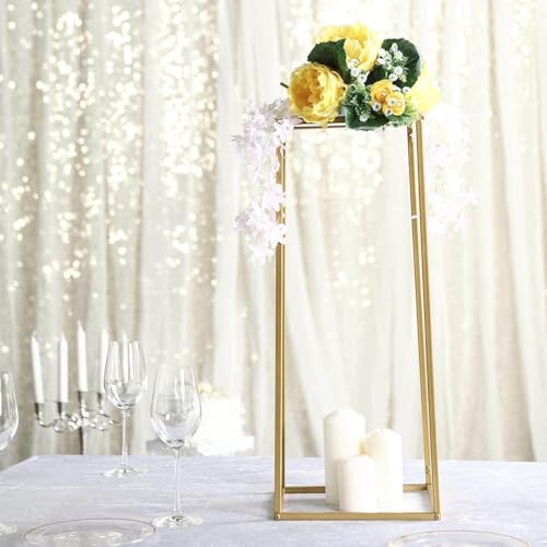Efavormart 2 Pack 24" Matte Gold Wedding Flower Stand Metal Vase Column Stand Geometric Centerpiece Vase - color: Gold, size: 2 Pack 24''