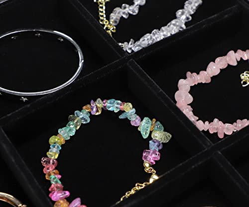 Wudygirl 12 Grid Jewelry Tray Display Stackable Storage Earring Brooch Velvet, Black (12 Grid Jewelry Tray) - color: Black 12 Grid, size: 1 Pcs