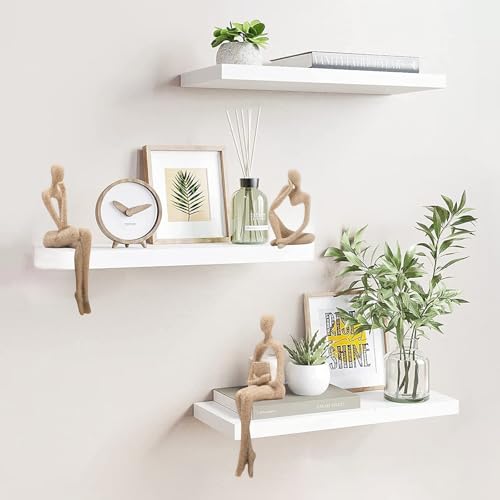 Gold Home Decor Thinker Statue Accents, Set of 3 Thinker Sculptures Office Decor Modern Abstract Resin Decoration on Shelf Table Desk for Living Room Office Bedroom Bookshelf Decor (Large Sandstone) - color: Sandstone, size: Large