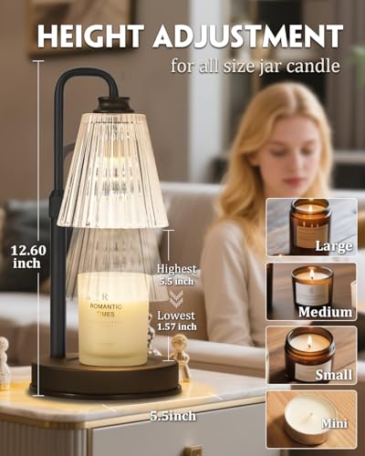 Candle Warmer Lamp with Timer Dimmable Crystal Vertical Stripe,Mothers Day Birthday Gifts for Women Mom, Adjustable Candle Warmer with 2 Bulbs, Black Candle Lamp for Jar Scented Candles, Home Decor - color: Crystal Stripe-black