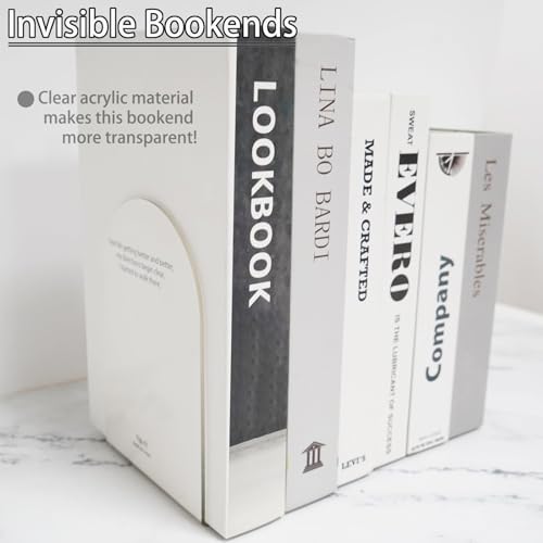 Merrynine Book Ends, 2 Pcs Acrylic Bookends for Shelves, Clear Book Holder, Plastic Bookends for Heavy Books, Book Stopper Organizer for Shelves, Desk, Office, School, 3.93"X4.72"X7.08" - color: Th:3mm/0.12", size: 2 Pcs - 3.93 x 4.72 x 7.08 in