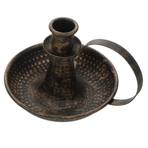 Healifty Retro Iron Taper Candle Holder - Candlestick Holders Candlelight Stand for Farmhouse Decor Home Wedding Party Table Decoration Bronze L - size: 15.00X12.00X10.00CM