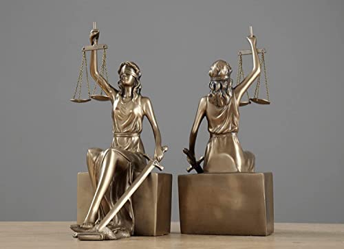Thxsoon Lady Justice Statue Decorative Bookends Sculpture for Home and Office Decor, Perfect for Lawyers and Law Students - 10 x 5 x 4 inch (26 x 13 x 11cm)