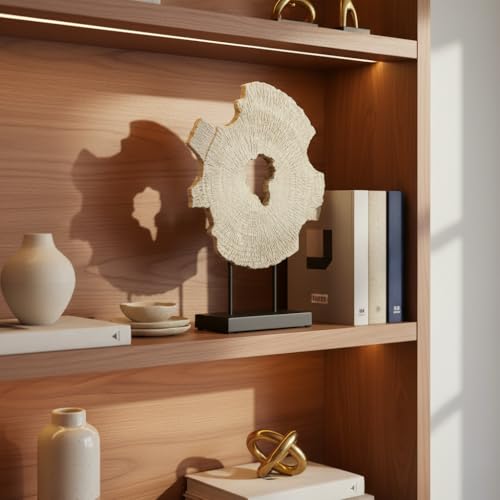 Modern Abstract Decorative Sculpture, Dining Living Room Desk Decor,Geometric Home Decor Statues,Shelf Top Decor Aesthetics, Wood Grain White - color: 13.58"wood Grain White