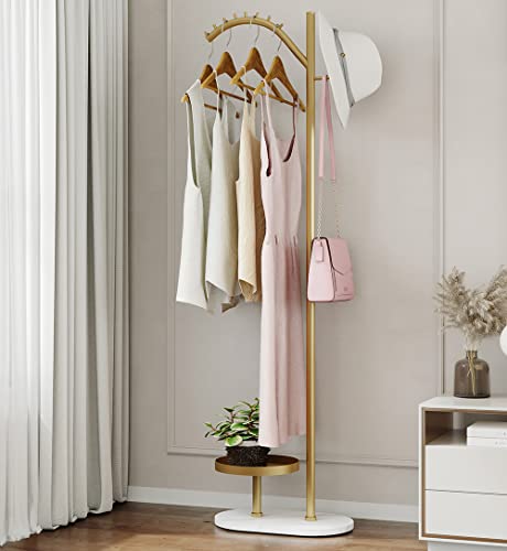 Minimalist Gold Coat Rack with Marble Base | Your Personal Staging Hub for Curated Outfits & Essentials | Modern Clothing Rack for Bedroom, Entryway, or Office - size: 71IN