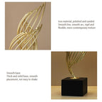 Modern Metal Sculpture, Iron Luxury Abstract Art Statue Decorative Table Centerpiece Ornament for Living Room Office Gold (Black Base)