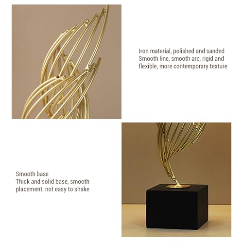 Modern Metal Sculpture, Iron Luxury Abstract Art Statue Decorative Table Centerpiece Ornament for Living Room Office Gold (Black Base)