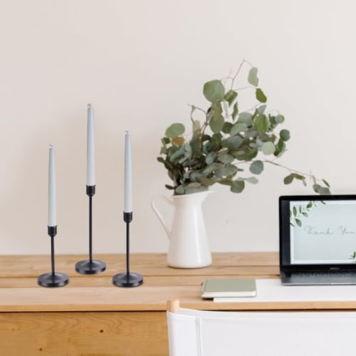 Flameless White Taper Candles Flickering, Flameless White Taper Candles Flickering with Black Metal Candle Holder 3pack Candlestick Holders, for Bathroom,… - size: 3pack taper's
