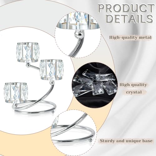 Metal 3 Arm Crystal Candle Holder - Tea Light Centerpiece Candle Holder, Votive Holder with Sparkling Crystal Bowl, Suitable for Wedding, Table Centerpiece, Home Decor (1, 3 arm-Silver) - size: 3 arm-Silver