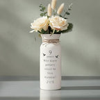 9th Anniversary Pottery Gift for Her Personalized Ceramic Vase White Handcrafted Custom Couple Names Keepsake 9 Years Marriage Wife Husband, Engraved Handmade 3 x 8 Inches