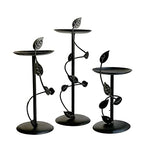 Lily’s Home Art Deco Climbing Vine Pillar Candle Holders, Steel, Black, Set of Three. Candles NOT Included - color: Climbing Vine