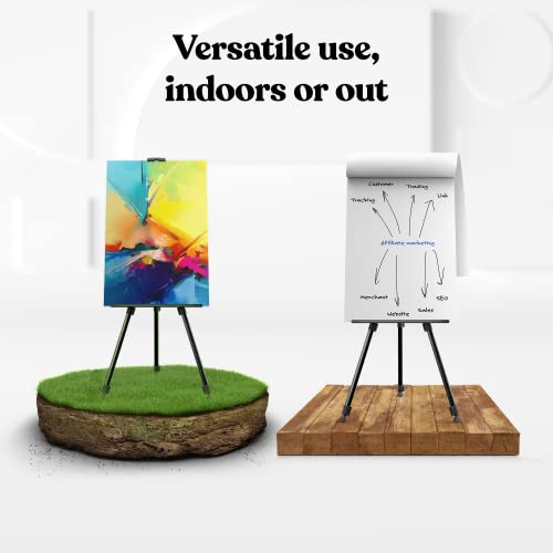 T-SIGN Portable Artist Easel Stand for Painting - Adjustable Height Painting Easel with Bag - Tabletop Art Easel for Painting Canvas Stand, Wedding Signs Stand - Metal Tripod- 66 inches (Pack of 2) - style: 66 Inch Anthracite Black (2 Pack)