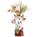 Blowing Bubble Art Vase, Animal Face Vase, Modern Home Decor Vase (No Plants)-Cow - color: Cow