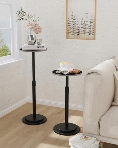 Height Adjustable Drink Table, Vintage Round Indoor Metal Plant Stand, for Small Spaces, Living Room, Bedroom, Cocktail, 1 Pack, Black, GBZ001CB-1 - color: Black, size: Rotundity