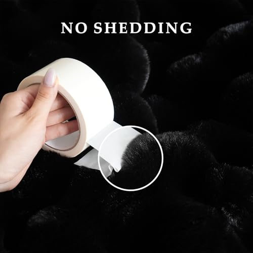 BENVWE Faux Fur Throw Blanket for Couch - Thickened Fluffy Soft Bubble Blanket for Living Room Home Decor - Fathers Day Birthday Gifts for Women Men, Black, 50" x 60",1300GSM - color: Black, size: Throw(50" x 60")