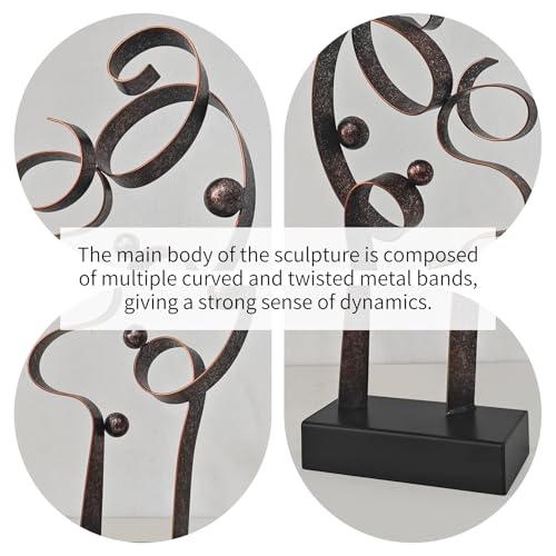 Abstract Metal Sculpture Home Decor – Modern Minimalist Line Art Statue Decorations for Table, Shelf, Living Room, Office & Entryway (Curved Sphere Metal Sculpture) - color: Curved Sphere Metal Sculpture