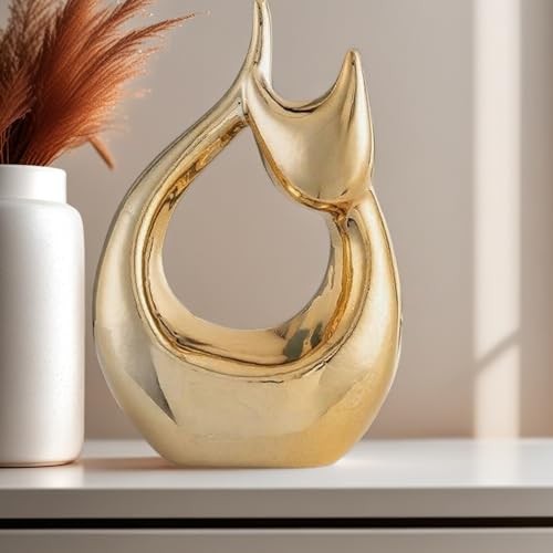 Abstract Golden cat Statues Home Decor, Ideal Decor for Home, Office, or Café. Perfect for Shelf, Living Room, or Desk Display Unique Gift for Cat Lovers & Art Collectors - style: Abstract