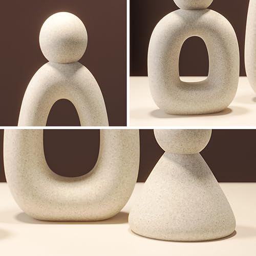 suruim Abstract Family of 3 Figurines Modern Sculptures Home Decorative Accents TV Stand Decor Bookshelf Knick Knacks Gifts for Shelves Entry Way Statues for Home Decor Living Room(Grey) - color: Gray