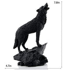 Black Wolf Sculpture Wildlife Howling Wolf Statue and Figurine - color: Black001