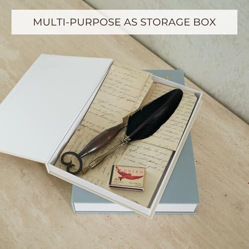 Beautiful Decorative Books - Set of 2 Linen Boxes Enhance Your Coffee Table, Bookshelf or Mantel Decor - Stylish Fake/Faux Books for Modern Home Decoration, Photo Storage and as a Keepsake Box - color: Blue-beige