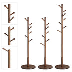 VASAGLE Solid Wood Coat Rack, Free Standing Hall Coat Tree with 7 Hooks, 3 Height Options, for Coats, Hats, Bags, Purses, for Entryway, Hallway, Rubberwood Hooks and Pole, Dark Walnut URCR07WN - color: Dark Walnut, style: Round Base + Spherical Hooks
