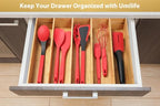 Umilife Expandable Kitchen Drawer Organizer, 2.5" High Bamboo Utensils Silverware Tray, Adjustable Large Deep Wood Organization Holder - style: For Utensil (13"~20" x 17")