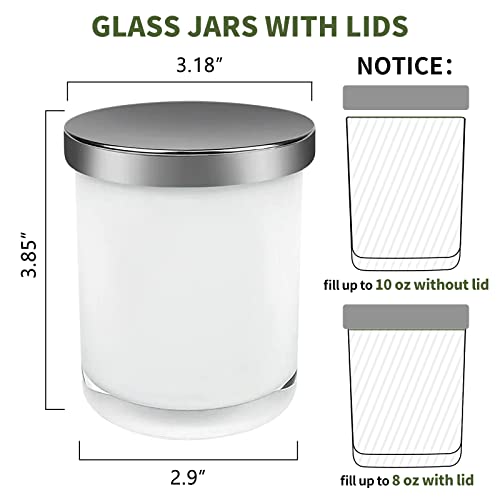 SUPMIND 12 Pack 10oz Glass Candle Jars with Lids and Sticky Labels, Empty Candle Jars for Making Candles Bulk Containers(Inner White) - color: Inner White, size: 10oz