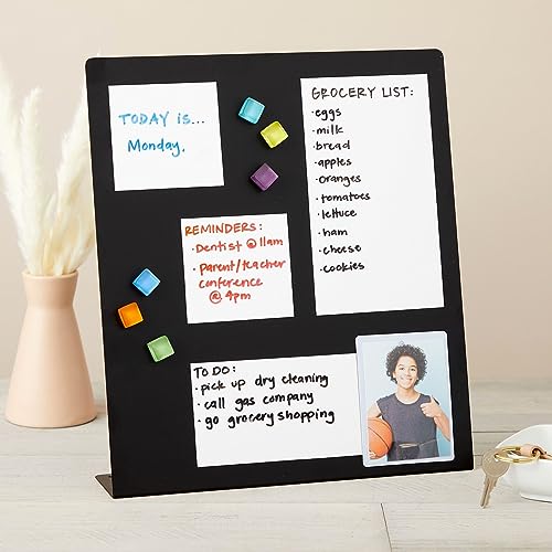 Juvale Magnet Board - Black, 12.6 x 11 x 2.6 in - Standing Magnetic Board for Desk & Wall - Magnetic Display for Memos, Photos & Documents