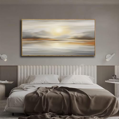 Large Framed Wall Art Abstract Seascape Canvas Printing Wall Decor Artwork for Living Room Bedroom Dining Room Home Office Decor 31x70inch - color: Grey, size: 70"L x 31"W