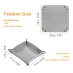 HARFINGTON 4pcs PU Leather Valet Tray Unisex Folding Small Catchall Tray Portable Entryway Table Tray Nightstand Bedside Desk Tray for Key Wallet Watch Coin Jewelry Dice, Gray - color: Gray