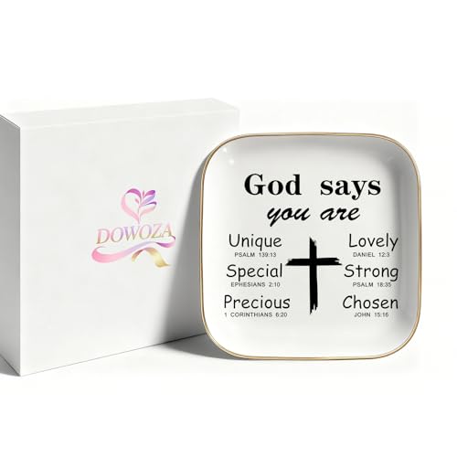 Christian Gifts for Women Birthday, Inspirational Gifts for Women Friends, Religious Spiritual Gifts for Her Mom Girl Female Coworker Sister Christian Trinket Dish Tray Jewelry Plate - style: Religious Gifts - God Says