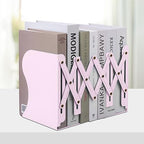 Honagu Adjustable Bookends, Metal Book Ends for Shelves Heavy Book, Desk Magazine File Organizer for Home, Office, Books, Papers, Extends up to 19 inches (Macaron Pink) - color: Macaron Pink