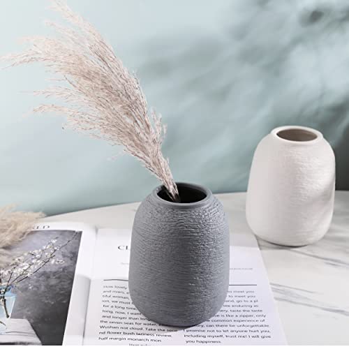 Grey Ceramic Vases, Textured Modern Vases, Home Decor Vases, Suitable for All Kinds of Places, Can Also Be Used As Gifts for Others, Independence Day and Other Festivals. (Grey Blue) - color: Grey Blue