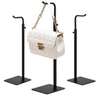 3 Pack Purse Holder Handbag Display Stand: Hanger Rack Showing Bags, Purses, and Wreath, Adjustable Black Hook Stand for Tabletop, Closet, Desk, and Retail Use for Vendors - color: Black