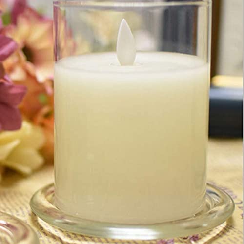 2 Pack Glass Candle Holder 4" Clear Beautiful Transparent Round Candle Plate… - size: 2pack-4inch