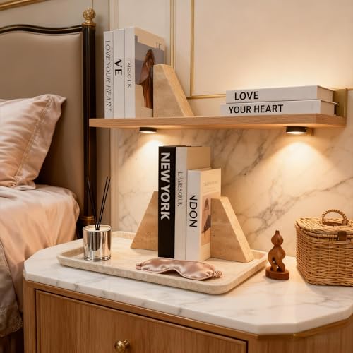 1 Piece Modern Travertine Bookend, Trapezoidal Design, Natural Stone Book Holders for Desk and Shelf (Trapezoidal - 1 piece) - color: Trapezoidal - 1 Piece
