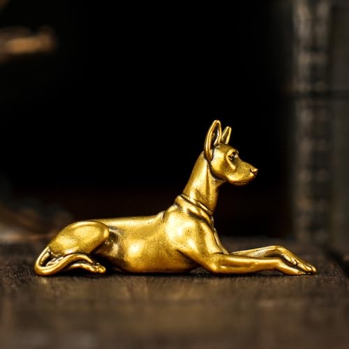 CHOVY Exquisite 100% Solid Brass Doberman Figurine - Handcrafted Vintage Sitting Dog Statue, Premium Office Desk Decor for Men, Unique Gift for Dog Lovers & Breed Enthusiasts - style: Horizontal Doberman
