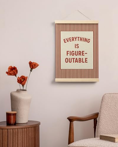 FGFK Everything Is Figureoutable Positive Affirmations Wall Art Poster Hanger Frame, Retro Red Inspirational Canvas Prints Framed Wall Decor for Office Classroom Home Bedroom, 12x16 Inch - color: Retro Red