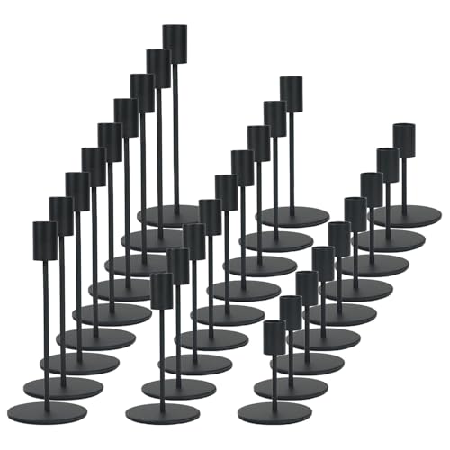 Black Candlestick Holders Bulk for Taper Candles Decorative Metal Candelabra Candle Holders Fit 0.8 Inch Diameter Candles Gold Taper Candle Stands for Wedding Home Party Table Decor (Set of 27) - color: Black, size: 27 pieces