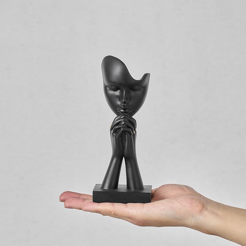 3-Piece Set of Thinker Statues, Gold and Silver Black Abstract Art Meditation Prayer Sculptures, Modern Home Decoration, Desktop Decoration, Home Or Office Decoration Art Gifts(Black) - color: Black