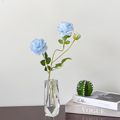 Kitcom Flower/Bud Crystal Vase Decorative Vases for Home, Wedding, Christmas, Outline Dimensions W2.4''xH6.3'', Clear with Gift Box - size: Medium