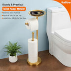 Kalitro Toilet Paper Holder Freestanding with Big Shelf, 4 Rolls Reserve Paper Holder Stand, Modern Paper Roll Holder with Storage Space for Phones (Gold) - color: Gold