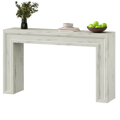Rresyet 55 Inch Long Console Table, Sofa Table Behind Sofa, Wooden Entryway Table, Farmhouse Entryway Table for Entry, Hallway, Living Room (White) - color: White