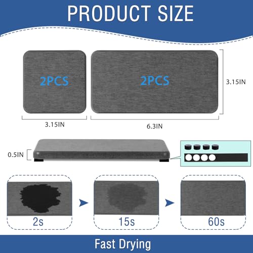 4PCS Water Absorbing Stone Tray, Quick Drying Diatomite Stone Sink Tray, Water Absorbent Diatomite Coasters Used for Hand Soap Dispenser Toothbrush Sponges Holders in Bathroom Counter and Kitchen Sink - color: Dark Gray