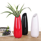 VanEnjoy 9.4" Black High Creative Oblique Opening Design Desktop Ceramic Vase Home Office Decoration Vases - color: Black